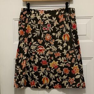 3/$15 Grace Elements 100% Cotton A-Line Skirt with Floral Design - Brown Size 10